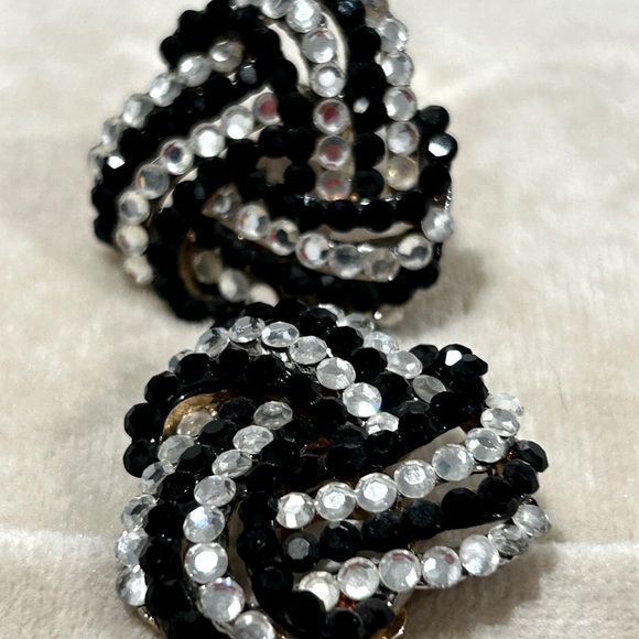 VINTAGE BELLINI DESIGNER  BLACK  & CLEAR SCROLL CRYSTAL HAND MADE NEW - Picture 5 of 11